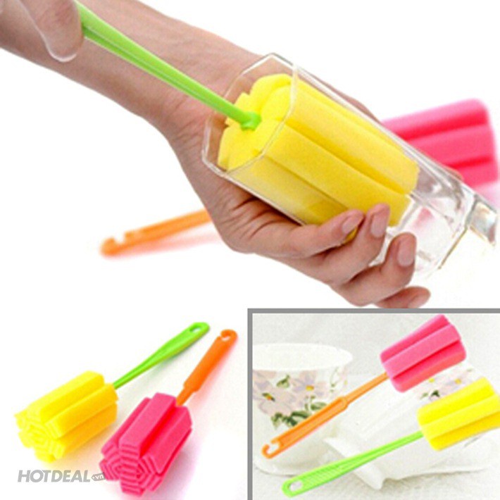 Dụng Cụ Cọ Rửa Cốc Chén Bình Sữa Bằng Bọt Biển Nhiều Màu Sắc