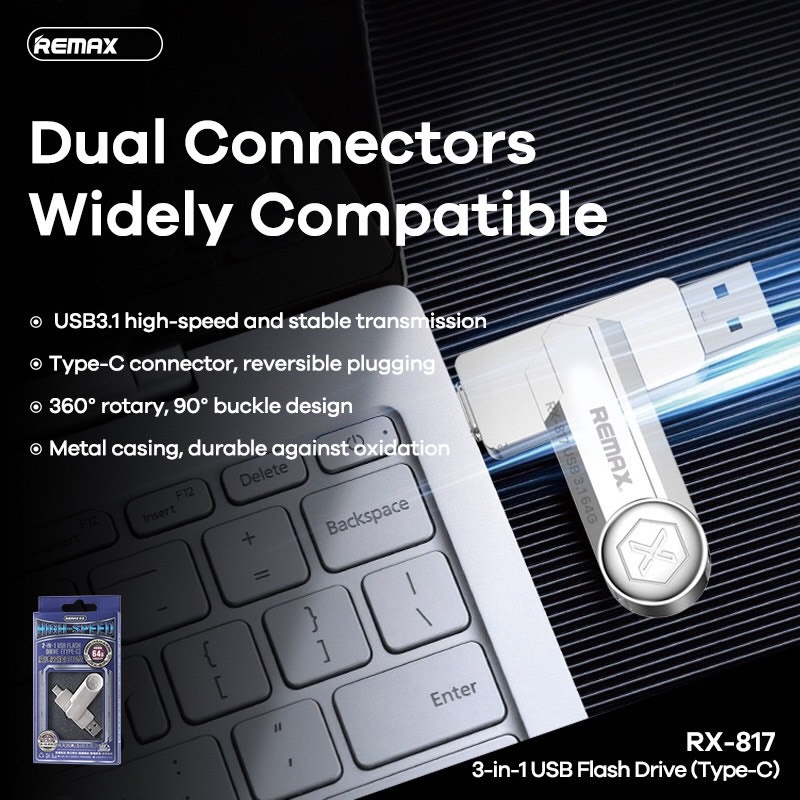 USB 3.1 REMAX RX-817 2 ĐẦU (USB+Type-C) 64GB - 128GB
