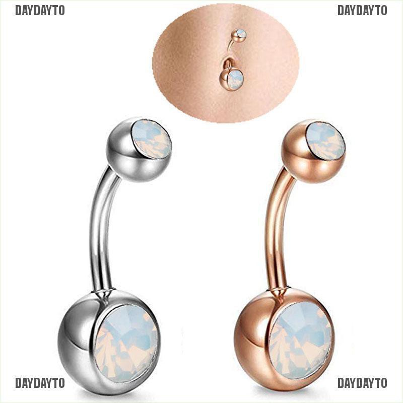 [DAYDAYTO] Khuyên Rốn Đính Đá Opal Lửa Trắng