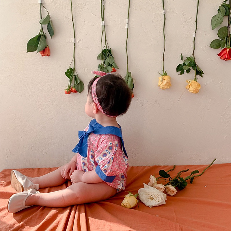 Áo Liền Quần Tay Loe In Hoa Cho Em Bé Mới Sinh