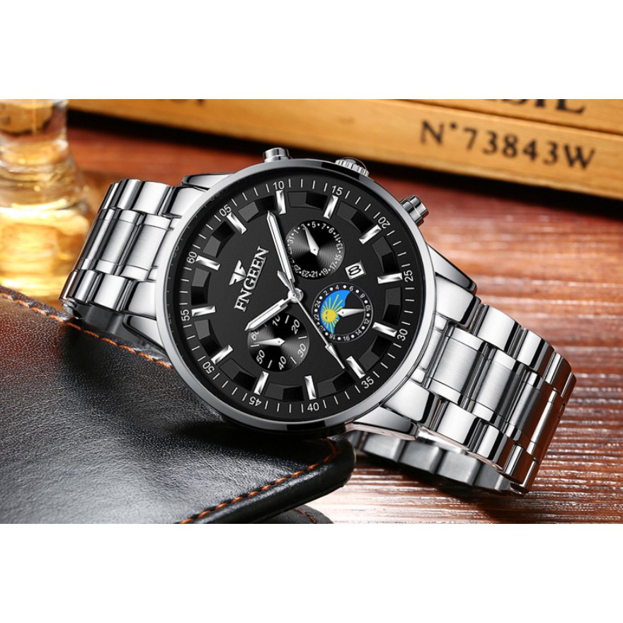 Đồng hồ nam FNGEEN chính hãng, dây thép bền màu, 2 màu đen trắng cực đẹp, kiểu dáng lịch lãm ( Mã: AF10 ) | BigBuy360 - bigbuy360.vn