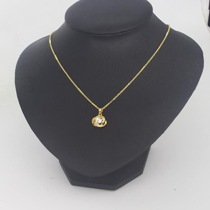 Dây chuyền nữ phối mặt đính đá trắng cực đẹp - Vòng cổ nữ mạ vàng 5 lớp cao cấp .