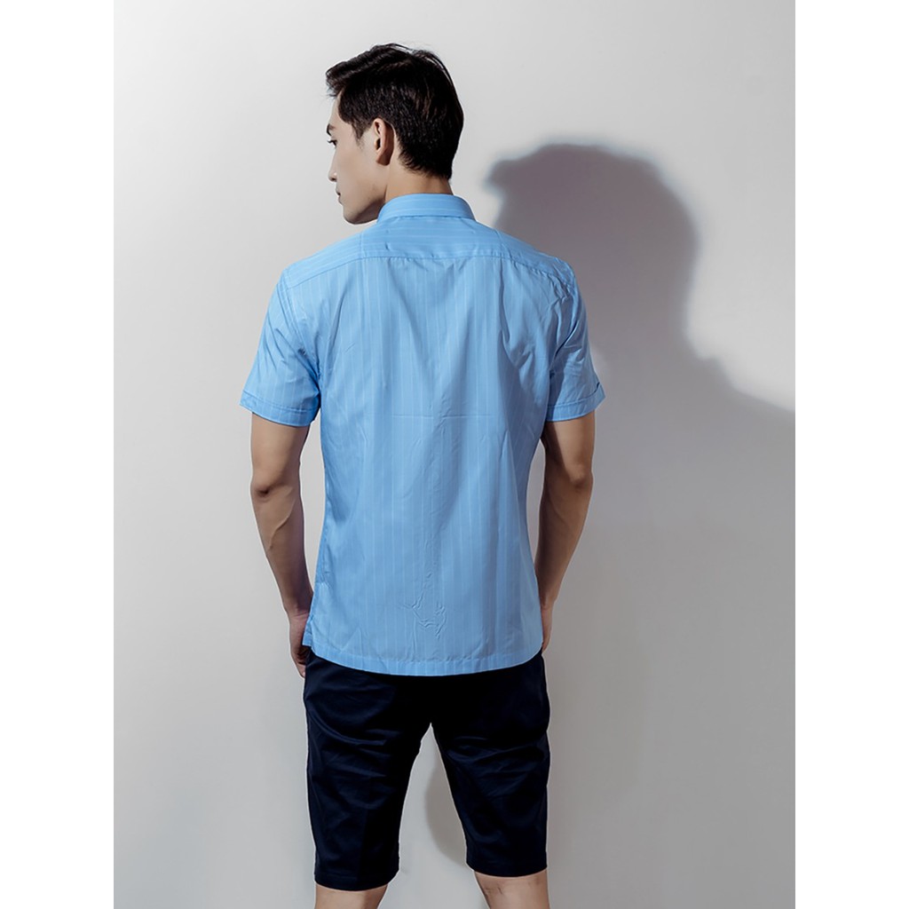 Áo Sơ Mi Nam Ngắn Tay Owen BA20629NT Somi Cộc Tay Công Sở Cao Cấp Màu Xanh Kẻ Sọc Trắng Sợi Tre Dáng Body Fit Tà Bằng | BigBuy360 - bigbuy360.vn