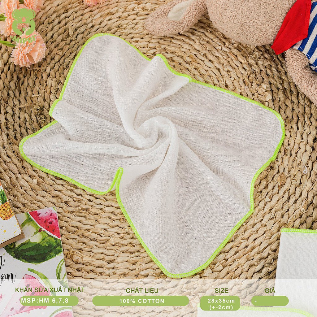 Khăn sữa xuất nhật siêu mềm Mipbi 2 lớp, 3 lớp,4 lớp 100% cotton tự nhiên (Gói 10 chiếc)