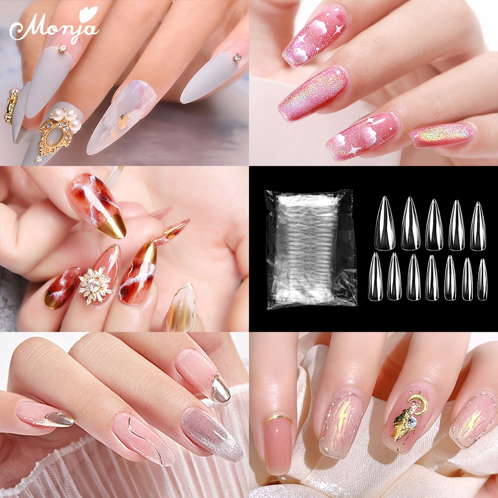 MONJA Bộ 120 / 240 Móng Tay Giả Toàn Diện Bằng Acrylic