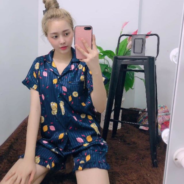 BỘ LỤA GẤM ĐÙI CỘC có túi quần