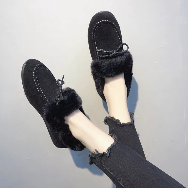 Giày lười lót lông cho nữ chống trơn trượt thanh lý nghỉ Tết | BigBuy360 - bigbuy360.vn