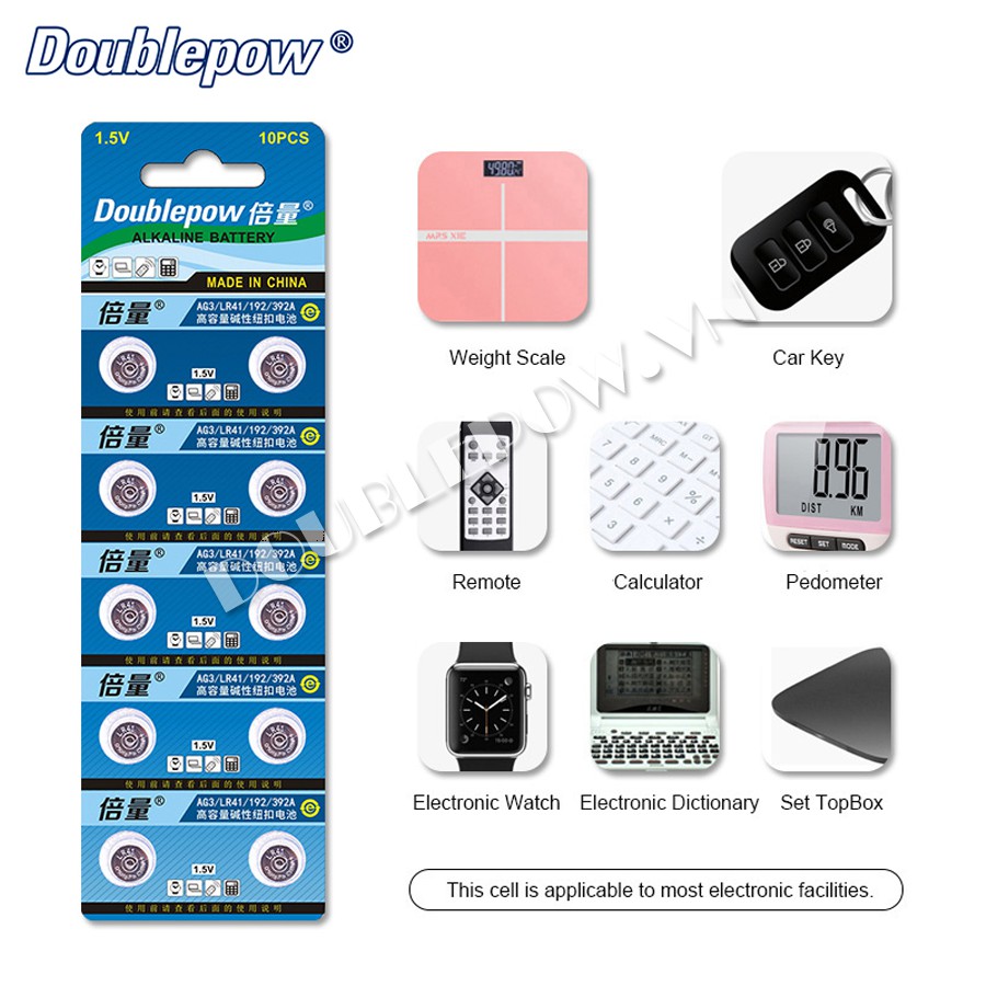 Vỉ 10 viên pin cúc áo Doublepow AG3