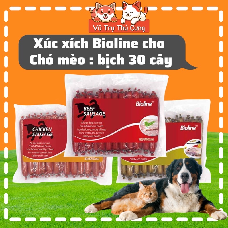 Xúc xích cho Chó mèo Bioline (bịch 30 cây), Snack cho chó mèo