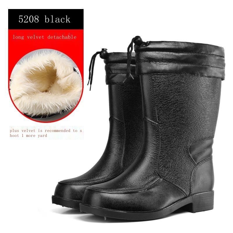 Giày Bốt Đi Mưa Cổ Cao Bằng cotton Chống Nước Chống Trượt Giữ Ấm Bốn Mùa Cho Nam