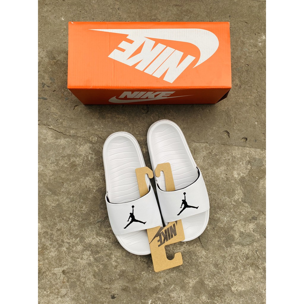 Dép jordan nam break slide trắng logo đen