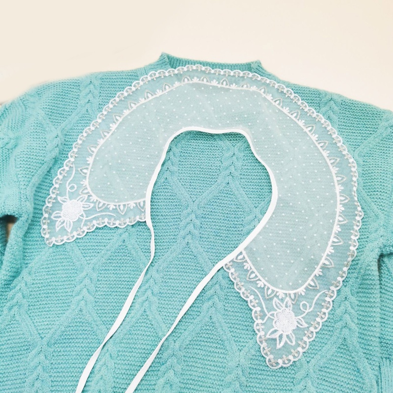 Cổ Áo Sơ Mi Giả Phối Ren Hoa Có Thể Tháo Rời Thời Trang Cho Nữ