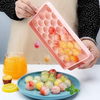 Khay Làm Đá Tròn 33 Ô Kèm Nắp Đậy Chống Ám Mùi Tủ Lạnh