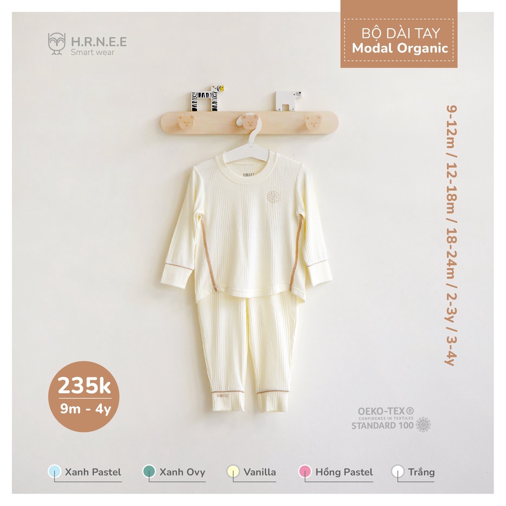 Bộ dài tay Modal Organic Hrnee cho bé 9m - 4Y