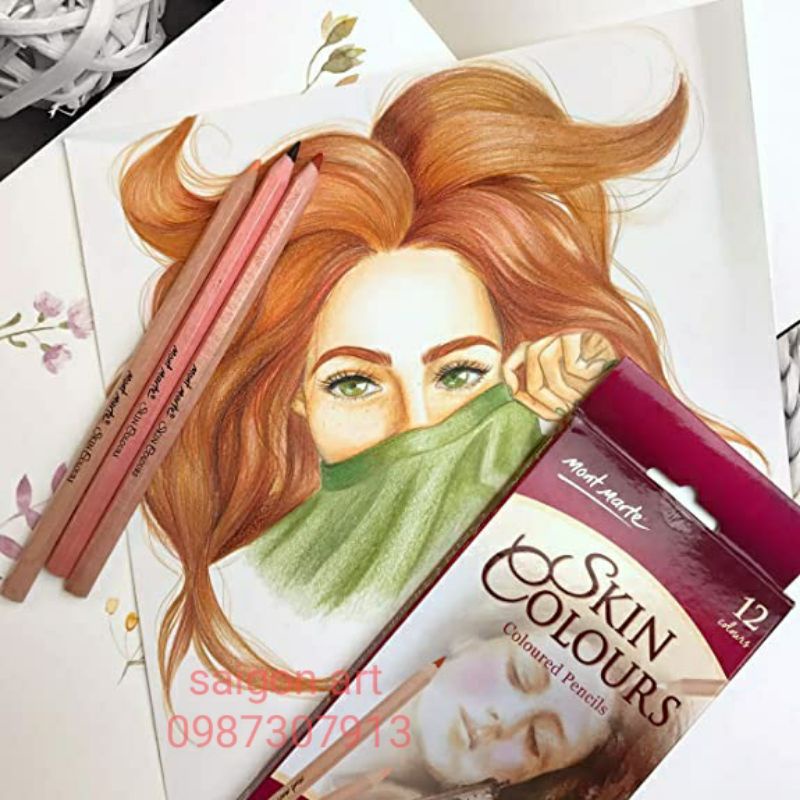 Chì Màu Vẽ Tranh Chuyên Nghiệp Bộ 12 Màu Mont Marte MPN0103