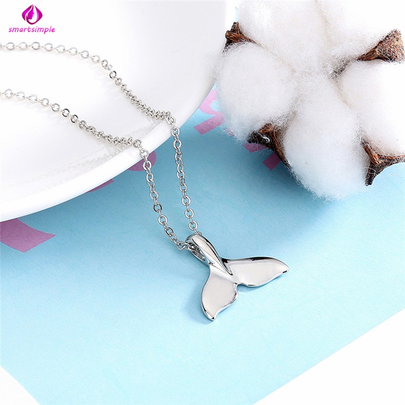 SS Fashion Retro Women Mermaid Tail Necklaces Whale Tail Fish Pendant Charm Jewelry Ornaments