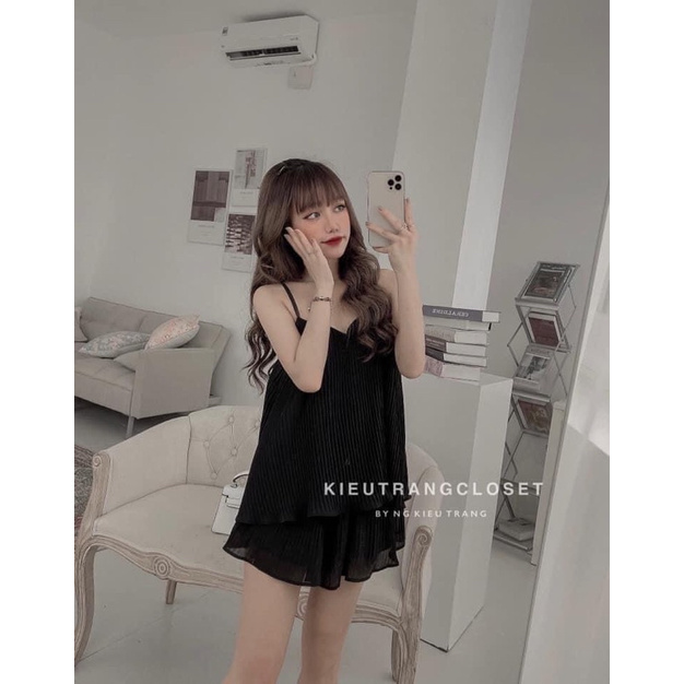 Đồ Bộ Thun 2 Dây Dập Ly Cổ Tim Quần Đùi | BigBuy360 - bigbuy360.vn