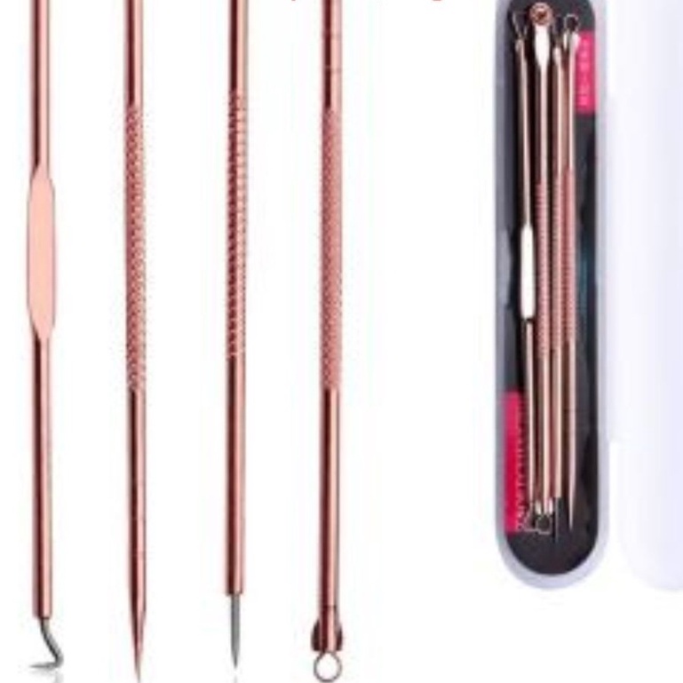 Que nặn mụn thép không gỉ - Cây nặn mụn 2 đầu tiện dụng  Bộ 4 Cây 8 Đầu Nặn Cao Cấp