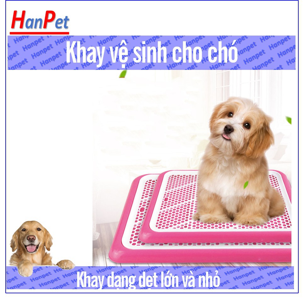 (2 size)- Khay vệ sinh chữ nhật dẹt (hanpet 4711546) chó lớn và nhỏ mọi lứa tuổi