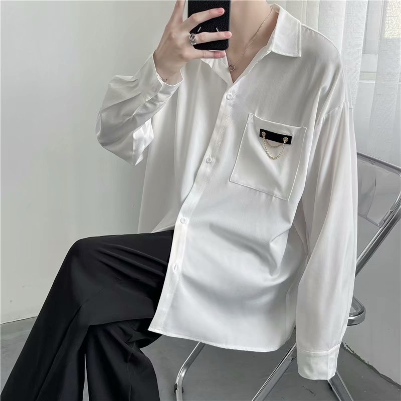 Áo sơ mi nam IELGY vải mỏng dáng rộng tay dài thiết kế thời thượng phóng khoáng Hồng Kông Nhật Bản