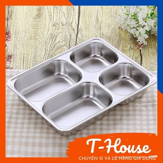 Khay cơm inox 304-khay cơm inox sâu lòng 4 ngăn cao cấp