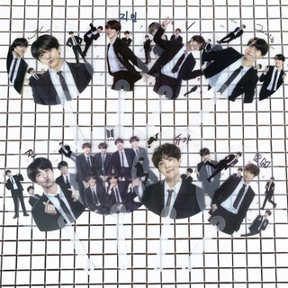Quạt trong tròn BANGTAN BOYS vest đen có thành viên bộ sưu tập phong cách hàn quốc cầm tay cán nhựa