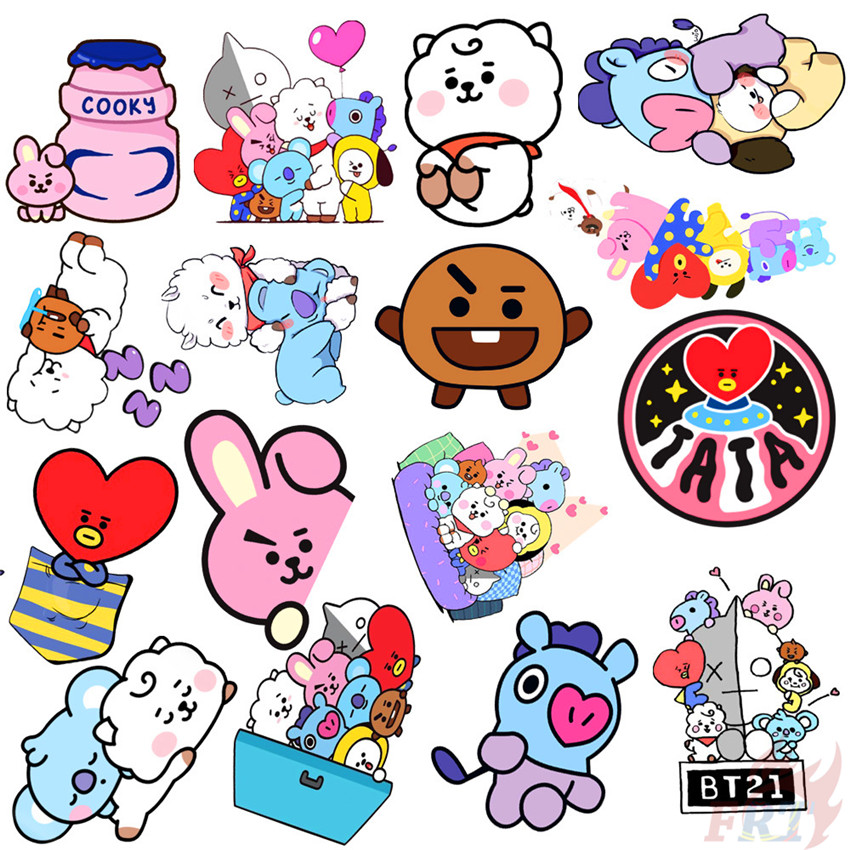 ❉ Bangtan Boys BTS BT21 Series 01 - KPOP TATA MANG SHOOKY COOKY KOYA RJ CHIMMY Stickers ❉ 50Pcs/Set DIY Mixed Fashion Doodle Decals Stickers