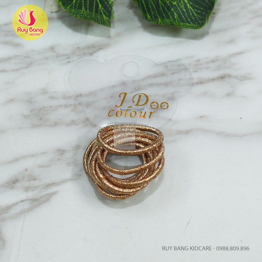 Dây buộc tóc trẻ em óng ánh JD - Vỉ 10 chiếc