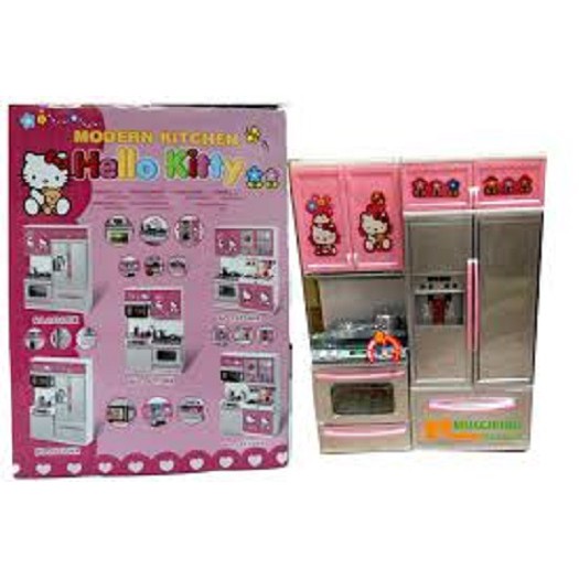 Bộ đồ chơi nhà bếp 2 ngăn cao cấp dùng pin phát nhạc có đèn các cánh tủ mở ra được