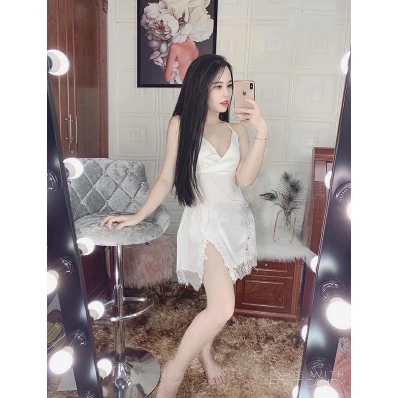 [HINODN07] Váy Ngủ Sexy 2 Dây Phối Ren Cực Đẹp , Chất Liệu Satin Lụa Mềm Mịn, Đủ 7 Màu Cho Nàng Lựa Chọn - KÈM ẢNH THẬT