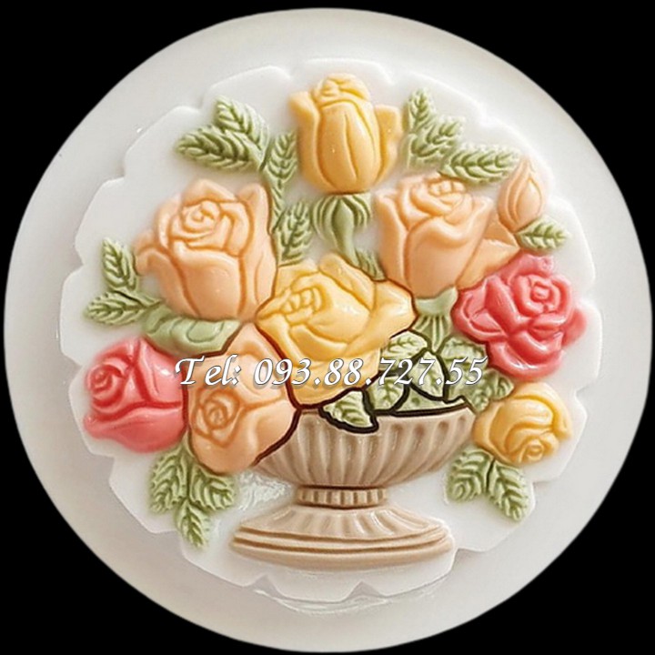 Khuôn rau câu bánh sinh nhật hình bình hoa hồng - Mã số LA6