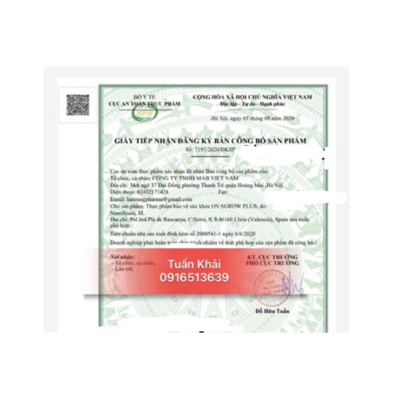 Viên uống OVA GROW PLUS chính hãng hộp 30 viên