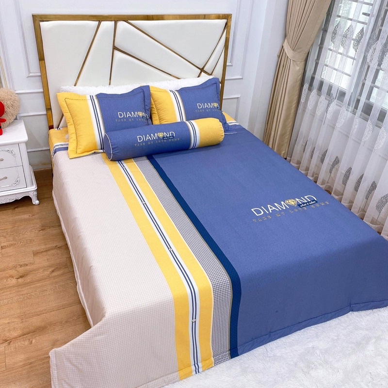 Bộ chăn ga gối cotton living trần bông 5 món
