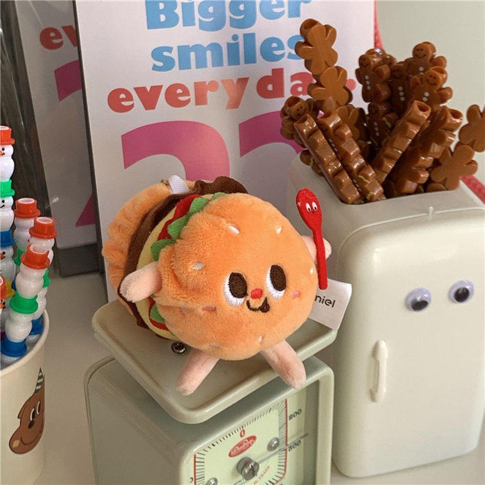 Móc Khóa Hình Bánh Hamburger Nhồi Bông Dễ Thương