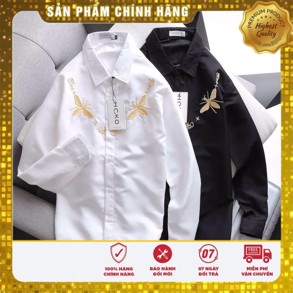 -Hàng Cao Cấp HOKO MAN Sơ Mi Nam Cổ Bẻ Dáng Đứng Hàn Quốc Vải Mịn Mát 📣 Áo Sơ Mi Không Nhăn