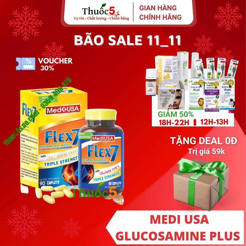 [GIÁ GỐC] Medi USA Glucosamine Plus – Hỗ trợ xương khớp chắc khỏe Lọ 90 viên