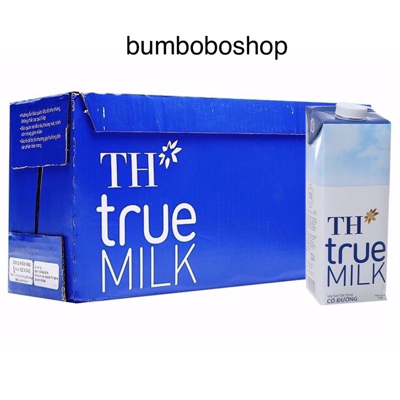 thùng 12 hộp sữa tươi TH TRUE MILK có đường 1 lít