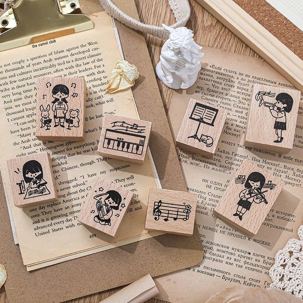 Con Dấu Bằng Gỗ Cao Su Dùng Trang Trí Sổ Tay Phong Cách Retro
