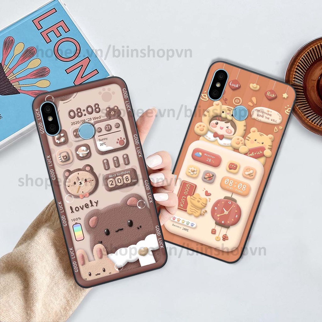 Ốp Xiaomi Redmi 6 Pro / Mi A2 Lite in 3D icon gấu nổi siêu xinh, siêu đáng yêu, cá tính phong cách