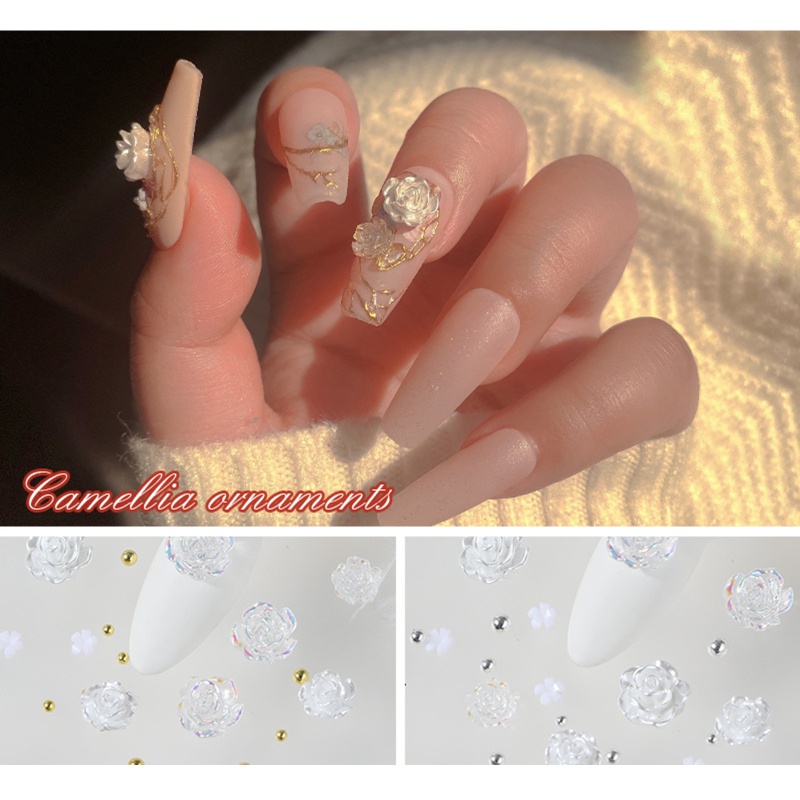 Hạt Thép Hình Hoa Trà Đính Trang Trí Móng Nghệ Thuật DIY