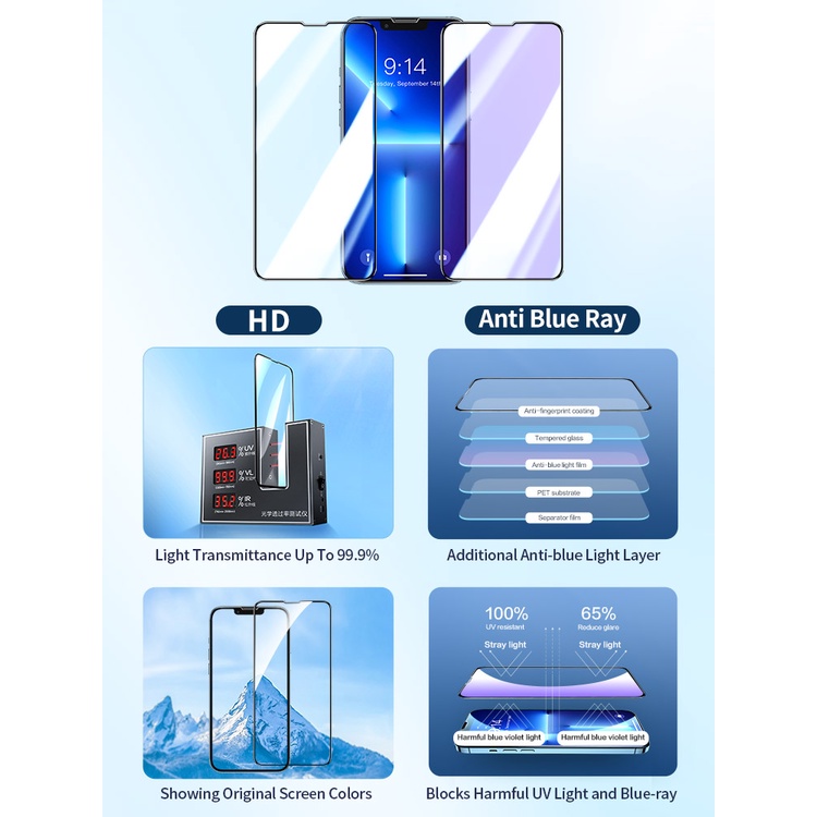 Kính Cường Lực HD Bảo Vệ Màn Hình Cho iPhone 14 11 13 Pro Max 12 mini 7 8 X XS XR SE 3 2020