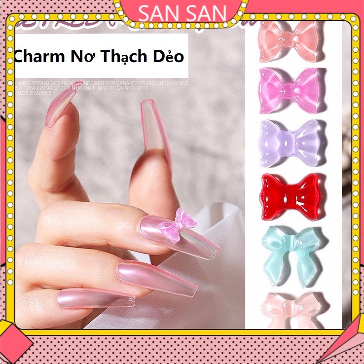Set 8 viên Nơ Thạch Pha Lê Resin - Đàn Hồi Mềm Dẻo Ôm Phom Móng