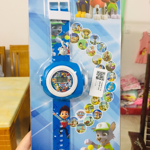 Đồ chơi đồng hồ điện tử chiếu hình đội chó cứu hộ Paw patrol cho bé trai