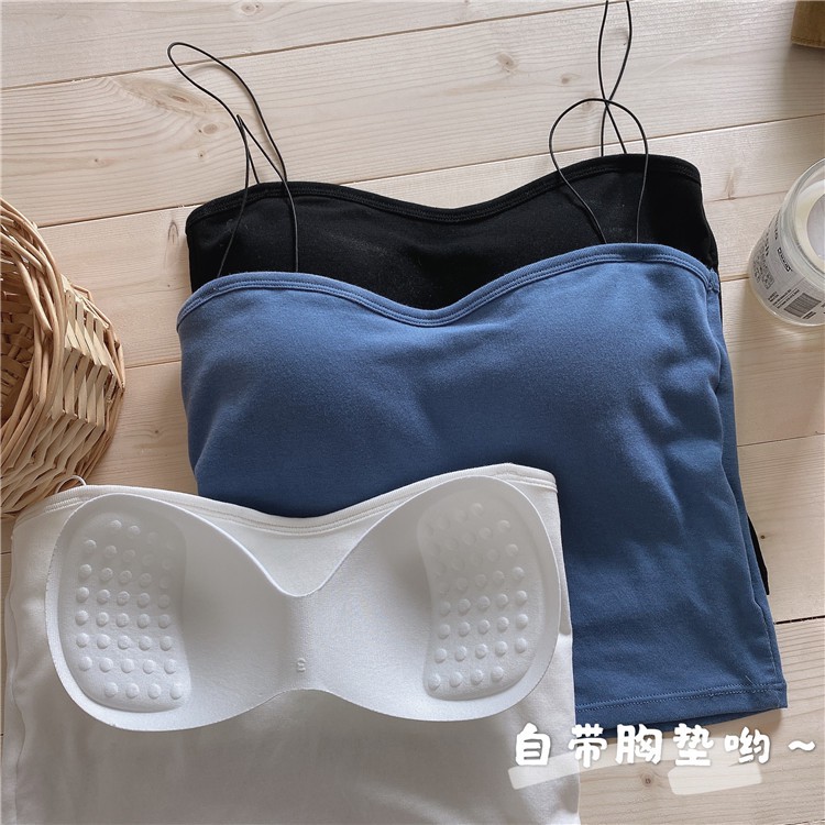 Áo Croptop hai dây quai mãnh có mút mỏng nhẹ nâng ngực, thun co giãn thoáng mát, mặc lót trong áo vest hoặc mặc đi biển | BigBuy360 - bigbuy360.vn