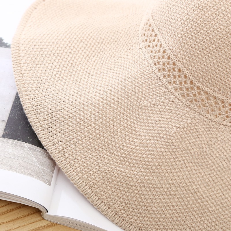 Nón Nửa Đầu Rộng Vành Che Nắng Jussy Fashion Chất Len Đan Có Thể Cuộn Tròn Gọn Gàng Kèm Dây Quai Đeo Nhiều Màu Hot Trend