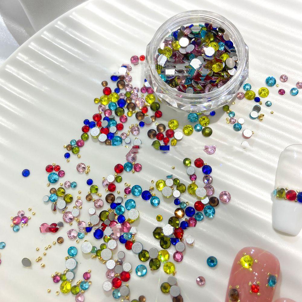 QQMALL Hạt Đá Nhiều Màu Đính Móng Tay Nghệ Thuật