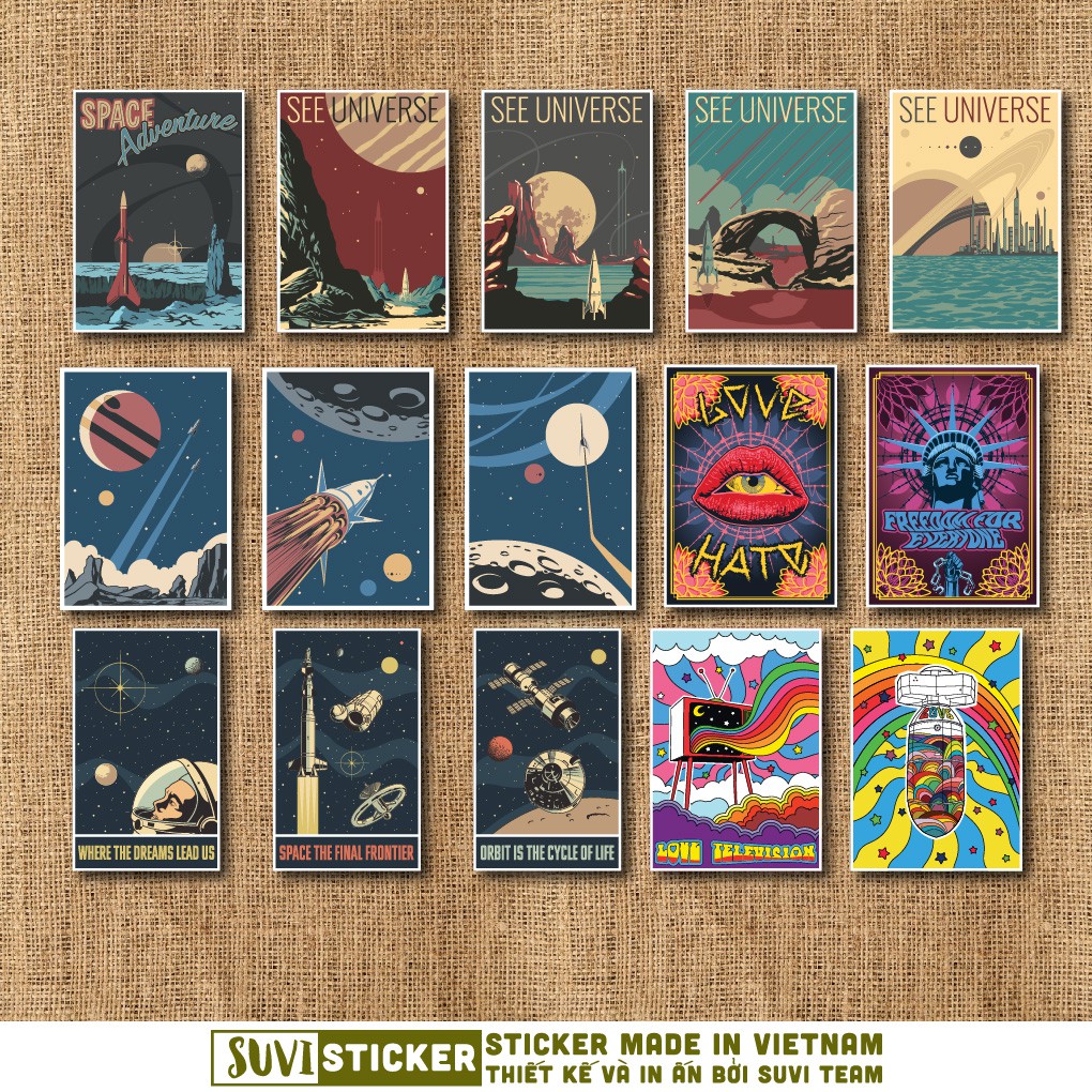 50 Sticker Vintage Galaxy chống nước sticker dán mũ bảo hiểm, laptop, điện thoại, đàn guitar, vali. MSP: NS30