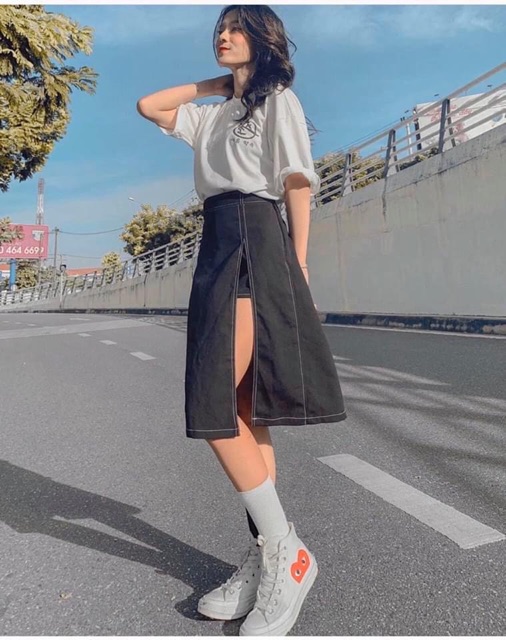 Hyon Skirt - Chân váy kaki thu xẻ vạt cực xinh | BigBuy360 - bigbuy360.vn