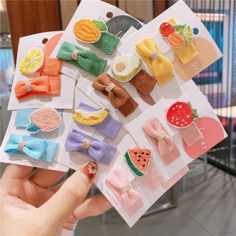Kẹp tóc mái hoạ tiết thêu hình trái cây dễ thương thời trang Hàn Quốc cho bé gái