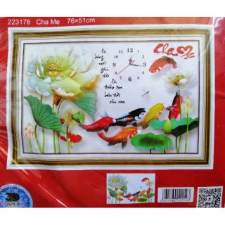 Tranh thêu chữ thập đồng hồ Cha mẹ 223176